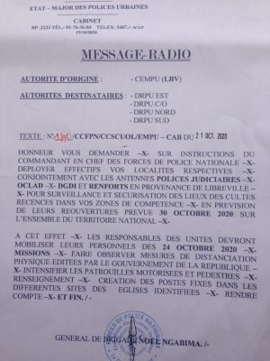 Le message radio d'un officier supérieur à ses troupes.